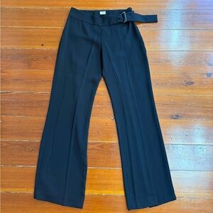 Vintage Cache Black Belted Trousers Slit Hem Tailored Pants Women’s Sz 4 💚🍄
